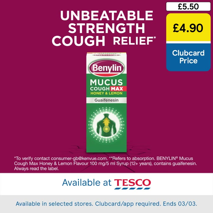 Benylin Coughobia - Tesco Tag (Social 5s, 1x1)